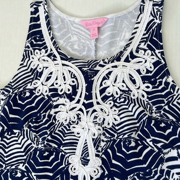 Lilly Pulitzer Oh Cabana Bot Umbrella Print Blue and White Foster Shift Dress XS - Picture 16 of 17